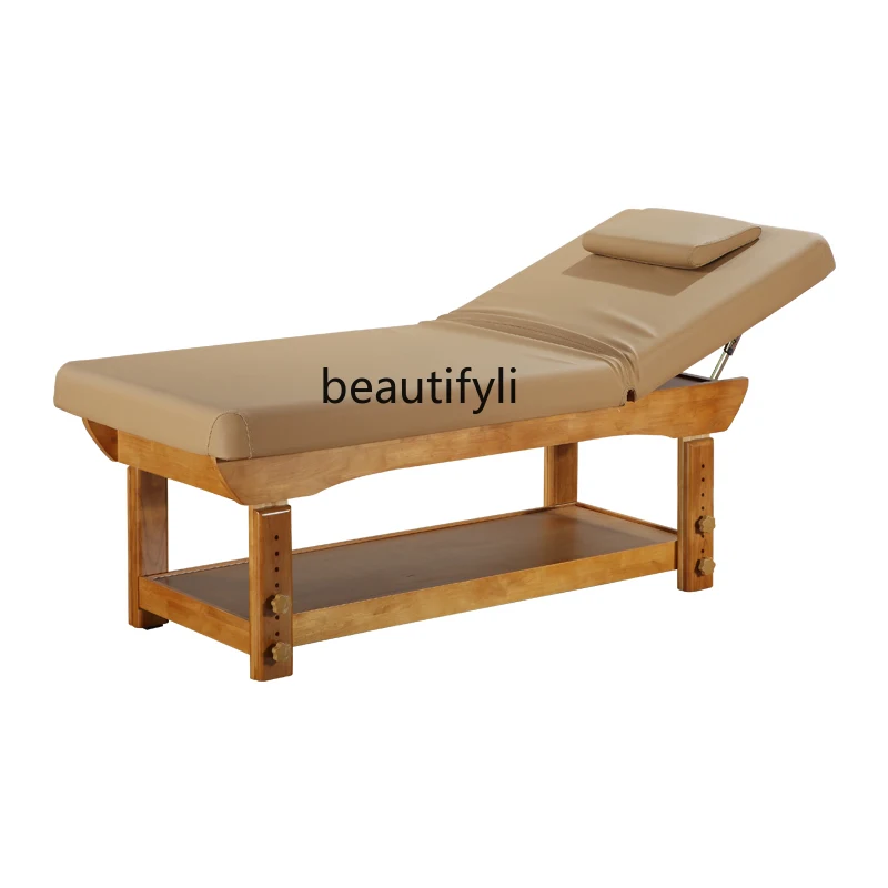 Beauty Salon Special Bed Solid Wood Facial Bed Massage Bed Massage Couch Latex Beauty with Chest Hole