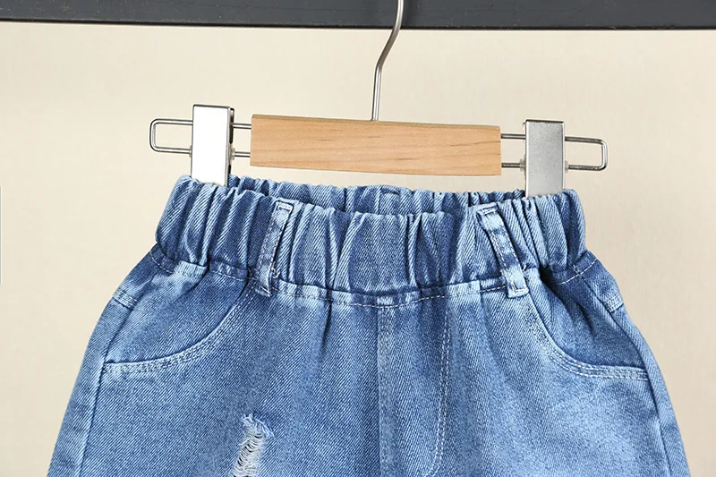 Kindershorts 2026 Sommer Neu Mädchen Koreanisch Bedruckte Gewaschene Zerrissene Weiche Denim-Shorts für 3-10 Jahre Alte – Detail 5