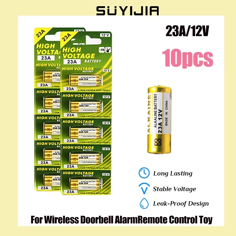 New 10PCS A23 12V Alkaline Battery Dry Cell 23A 23GA A23S E23A EL12 MN21 MS21 V23GA L1028 GP23A LRV08 for Wireless Doorbell Toys