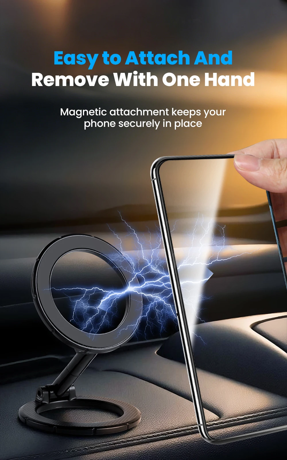 Doppelseitiger Magnetischer Faltbarer Auto-Handyhalter 360° ° Schwenkbare, verstellbare Telefonhalterung für die Navigationshalterung am Armaturenbrett – Detail 5