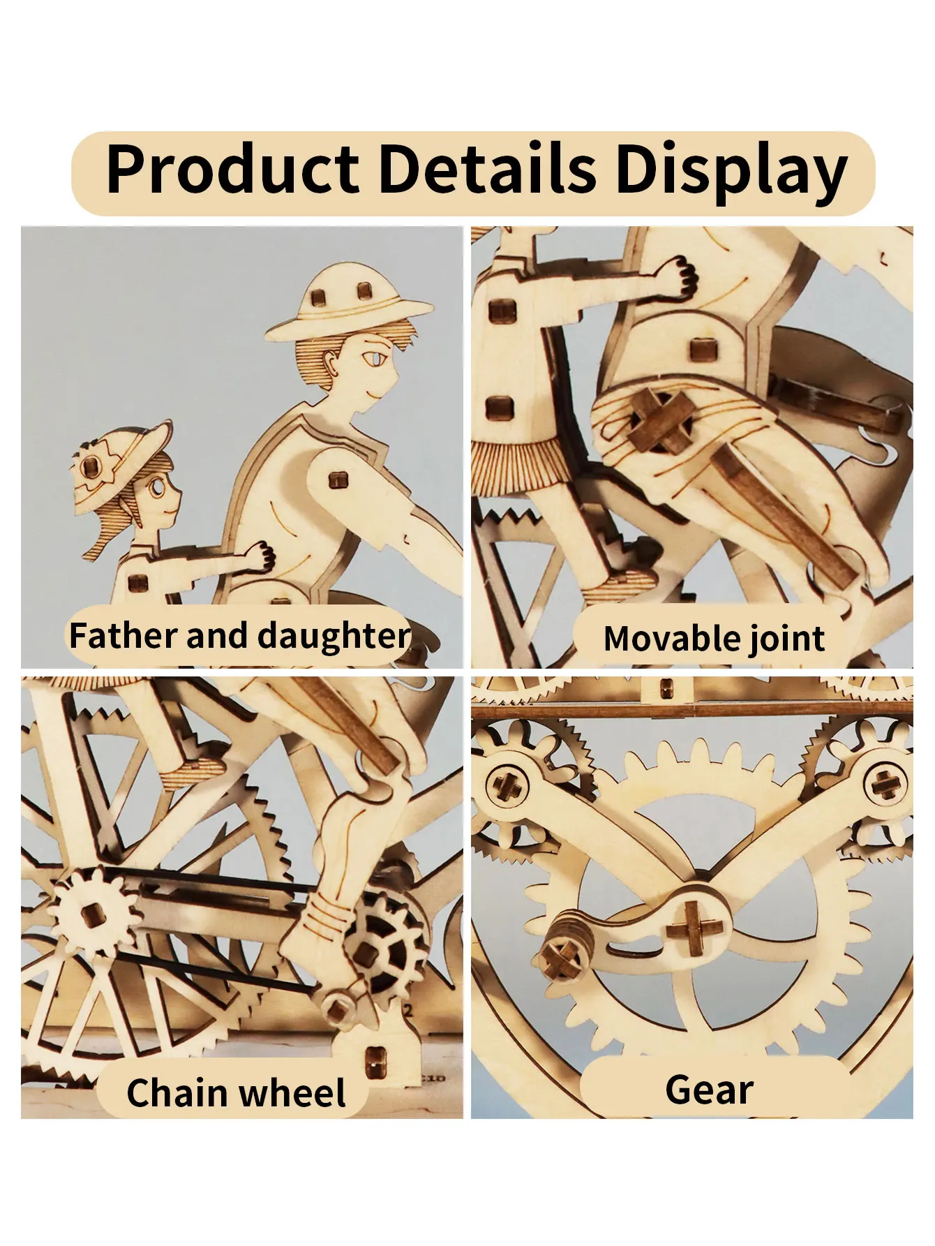 Wooden 3D Build Set for Father and Daughter, DIY Hand Assembled Craft Model, Brain Teaser Desktop Decor Christmas Present