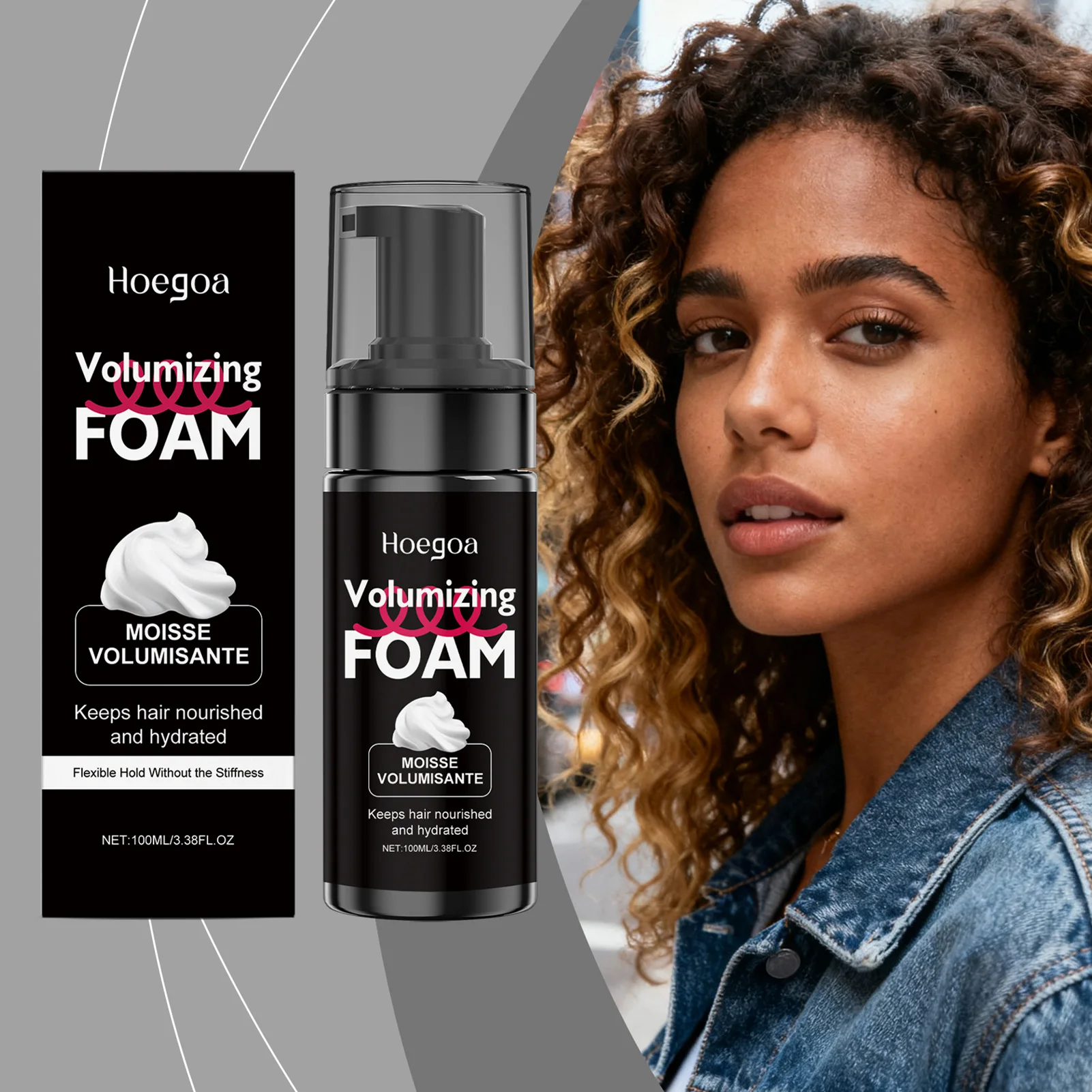 100ml Hair Care Elastic Mousse Non-Sticky & Residue-Free Anti-Frizz Natural Long Lasting Curly Defining Mousse For Women Men
