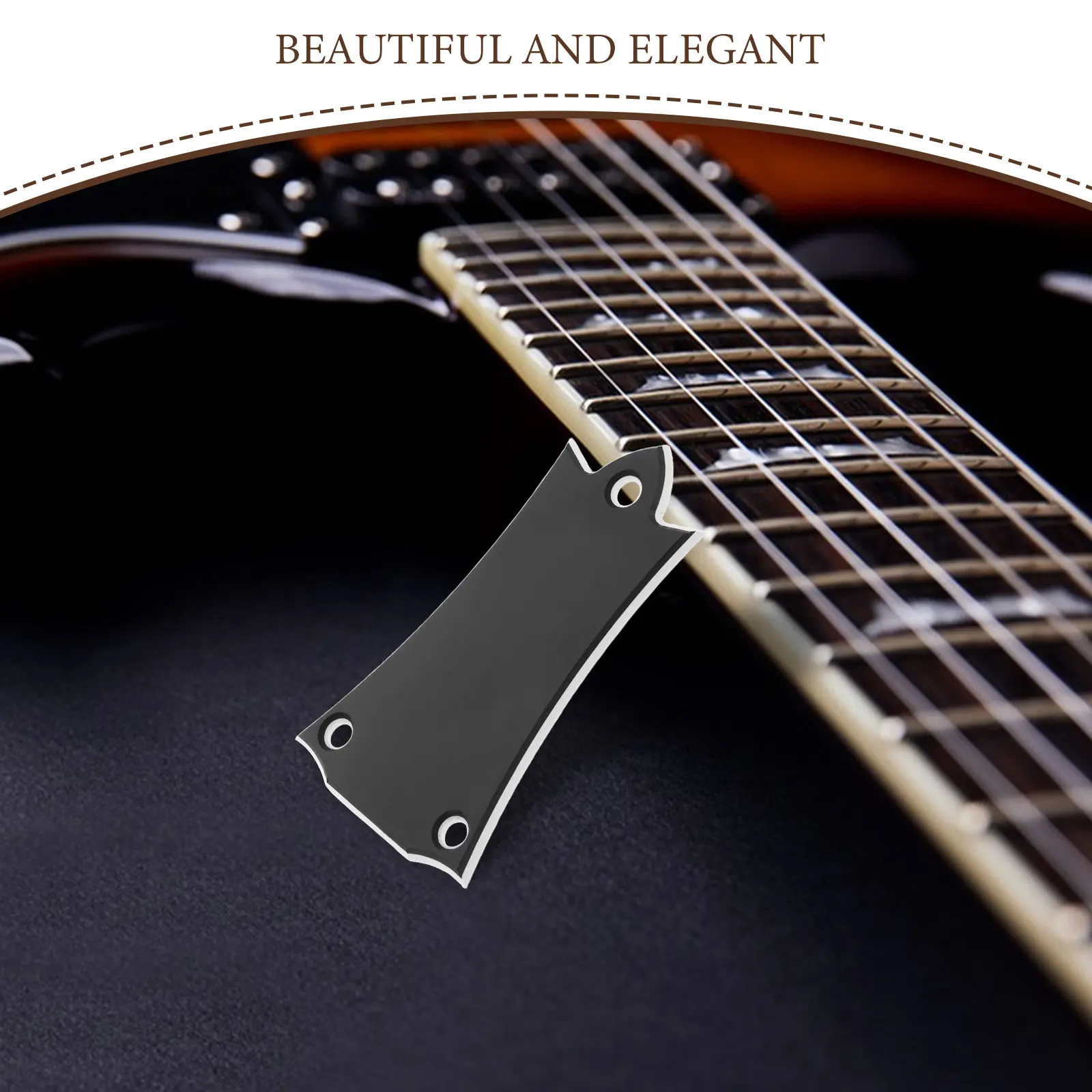 1Set Black Metal Bell-Shaped Truss Rod Cover Plate for Electric Guitar and Bass Neck Protection Tonal Stability Enhancement