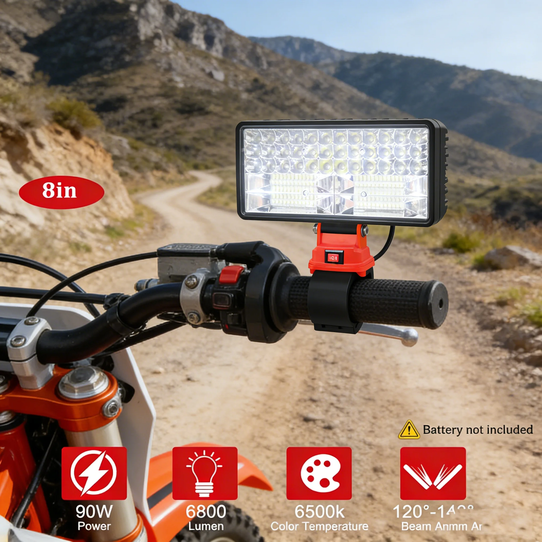 

8" Cordless LED Work Light 2 Levels Brightness 18-21V Fit for Dewalt Milwaukee Portable Workshop Camping Emergency Outdoor