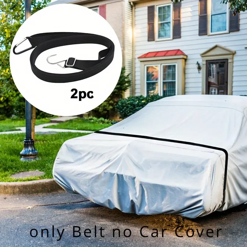 

2PCS Windproof Belt Fixed Rope Strap Car Cover Car Covers Fixing Rope Car Clothing Luggage Bag Cargo Lashing Strap 4.4m