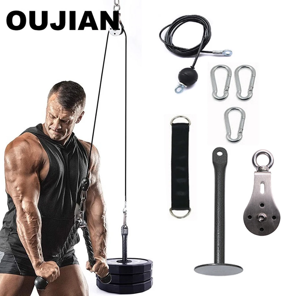 

DIY Weight Lifting Workout Set Rotatable Steel Wire Rope Roller Slide Suit Mute Adjustable Length Convenient Home Gym Equipment