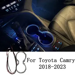 Suporte de copo led atmosfera luz para toyota camry 2018 2019 2020 2021 2022 2023 mão esquerda motorista interior lâmpada decorativa geloblue