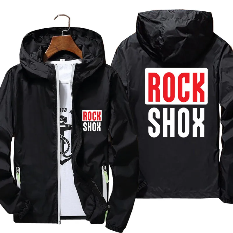 Rockshox Rock Shox suspensión de choque montaña Mtb hombres con capucha cremallera fina rompevientos abrigo chaqueta piloto reflectante camisetas