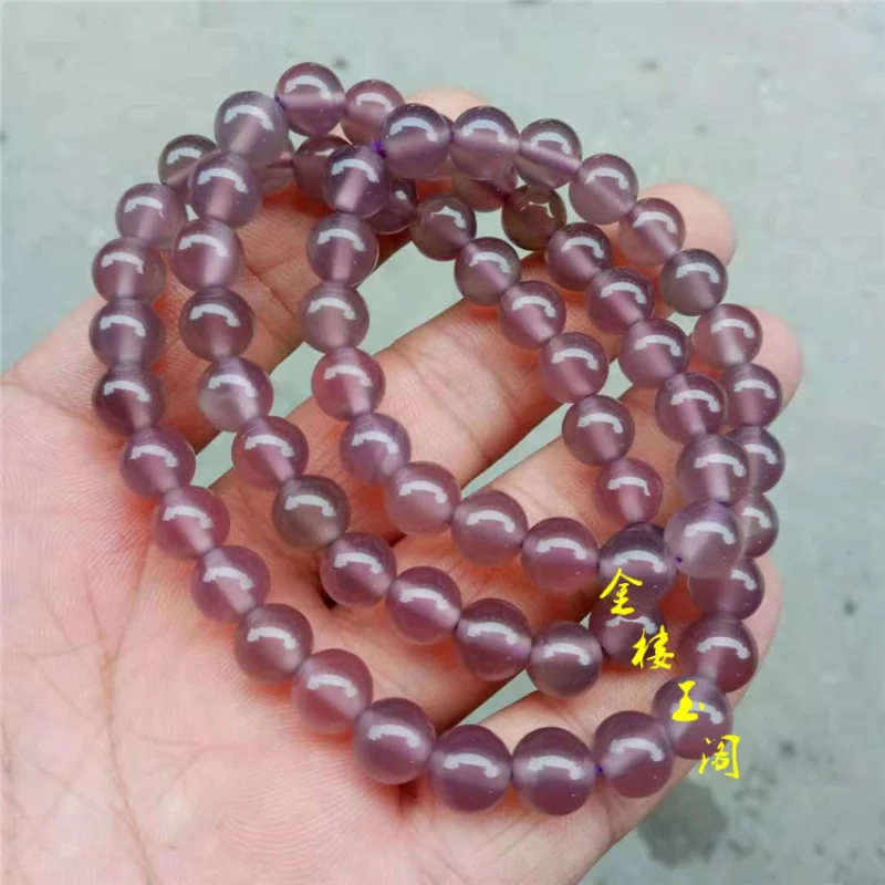 One Piece Dropshipping Ice Fluorescent Chalcedony Fashion Three Circles Imperial Purple Bracelet Neckla