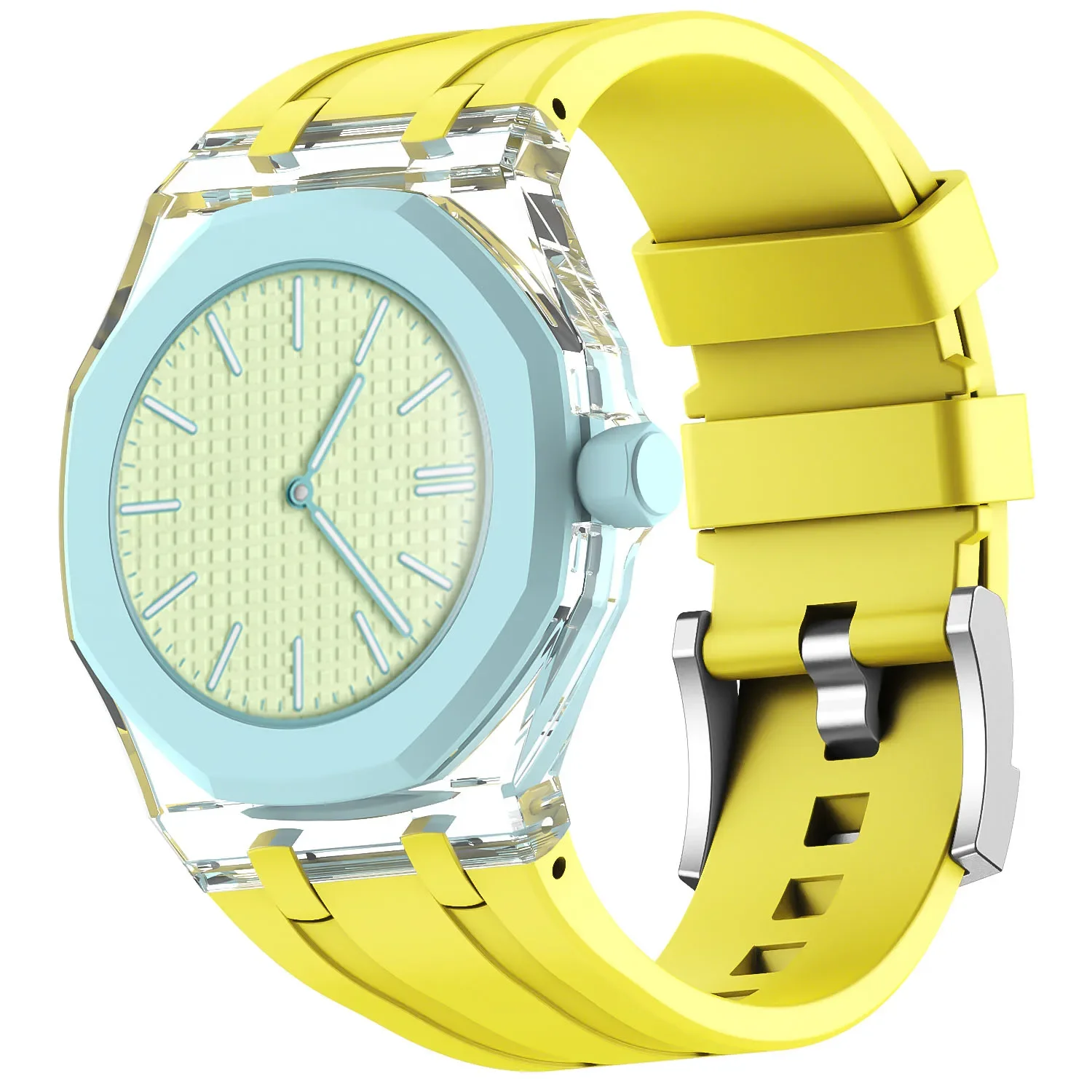 Transparent Case+Liquid Silicone Strap for Swatch X AP Royal Pop Watch Modification Bracelet Band for Royal Pop Belt Accessories