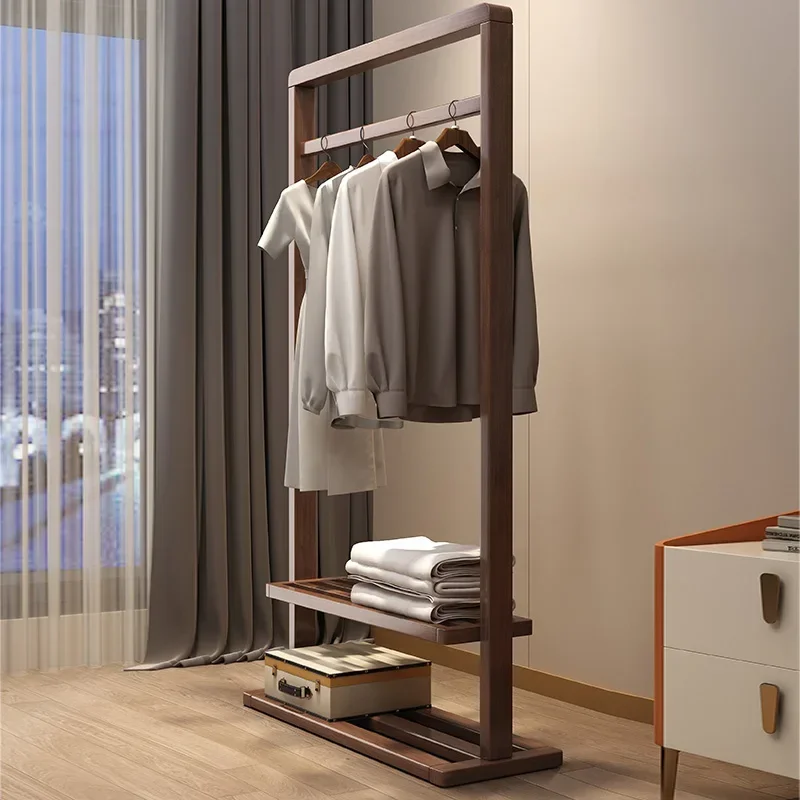 

For Walnut Coat Rack, Bedroom Floor-to-ceiling Solid Wood Hanger, Storage Rack, Household Small Bedside Hanging Clothes Artifact