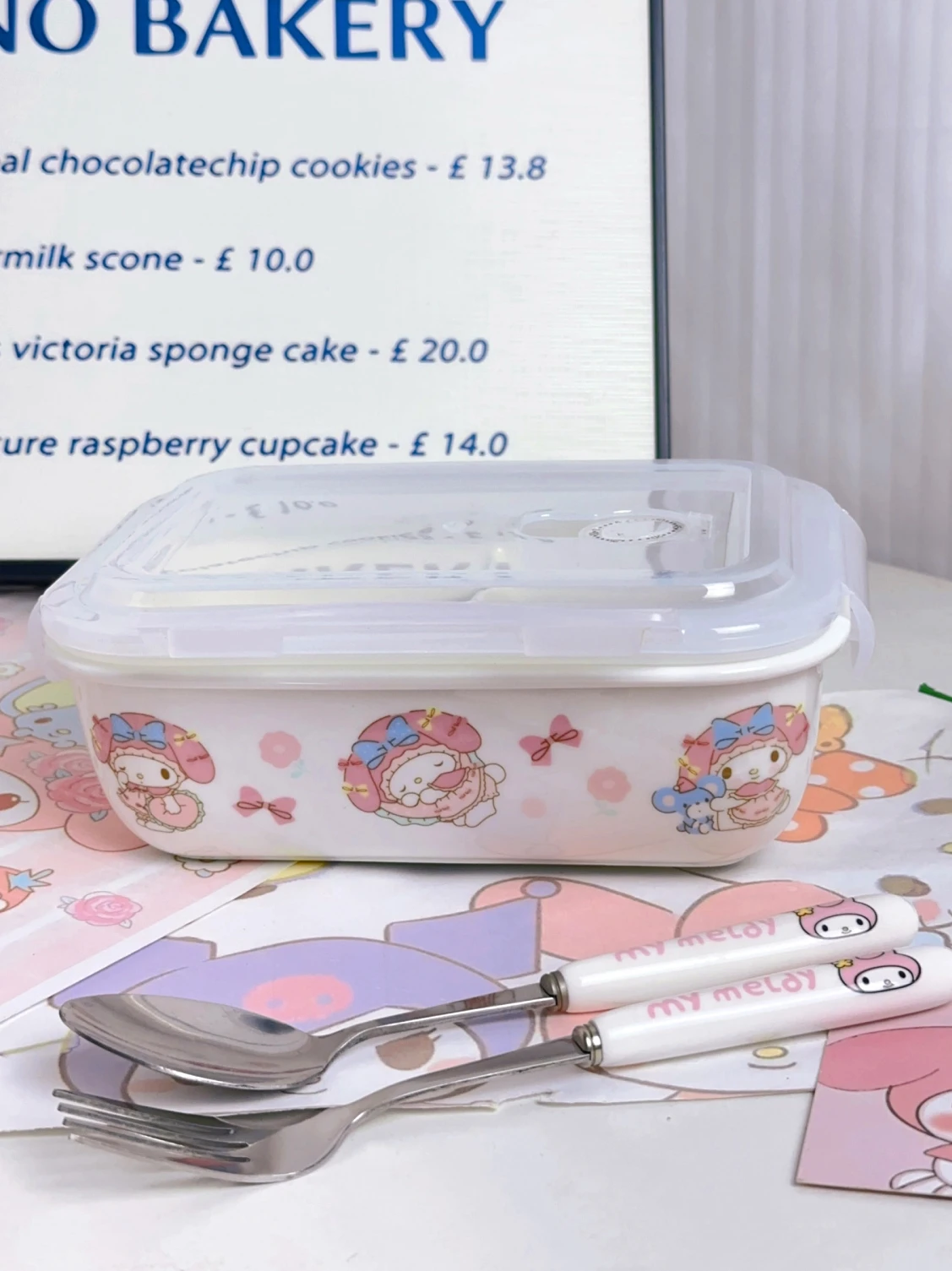 

abi High Aesthetic Value Cartoon Lunch Box Cany Sed Fre Kee Bowl Divided Meal Separator Rice Bowl with Lid