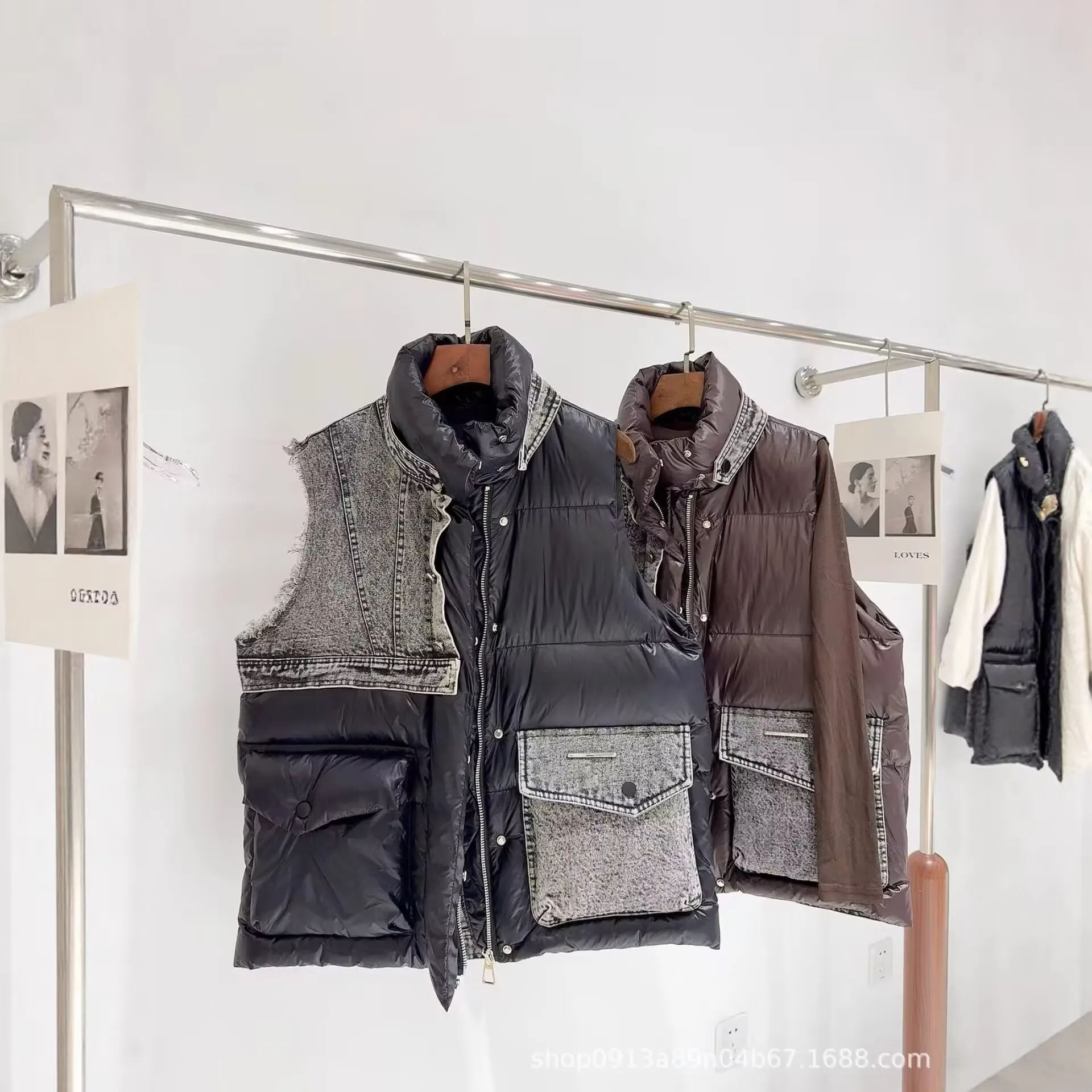 

Осенне-зимняя новинка: Женский укороченный пуховый жилет из денима с пэчворком, свободного кроя, с наполнителем из белого утиного пуха, безрукавка