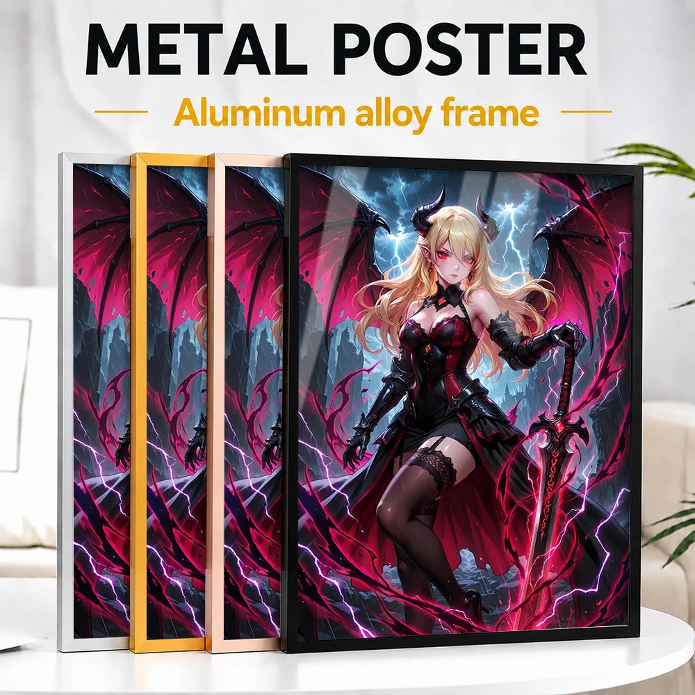 Abyssal Rune Mistress Framed Metal Print Customized Photo Mystical Fantasy Style Wall Art For Media Room Thoughtful Gamer Gift