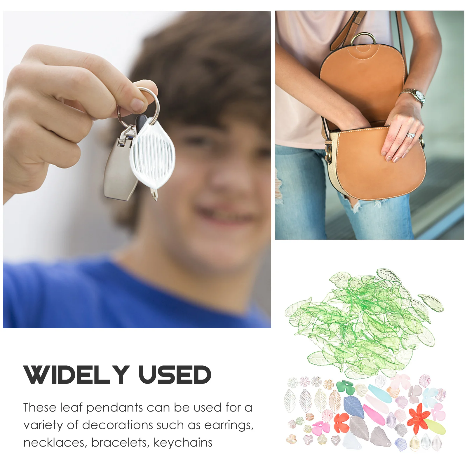 

3 Packs DIY Leaf Flower Charms Jewelry Making Supplies Acrylic Pendant Green Hole Beads Bracelet Necklace Craft Kits