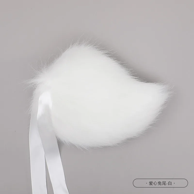 Kawaii กระต่ายหาง Plush Faux Fur กระต่ายหางชุดคอสเพลย์ผู้หญิง Props กระต่ายหางสำหรับปาร์ตี้ฮาโลวีนบทบาทเล่น JK สาวอะนิเมะหาง