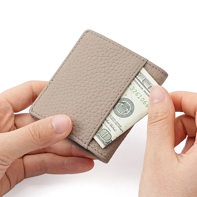 Women's Simple 80% off Genuine Leather Mini Wallet, Ultra-Thin Soft Cowhide Folding Wallet, Snap-On Portable Coin Purse, Can Hold Cash, Bank Cards, and Coins, Creative Small Leather Wallet for On-The-Go Use