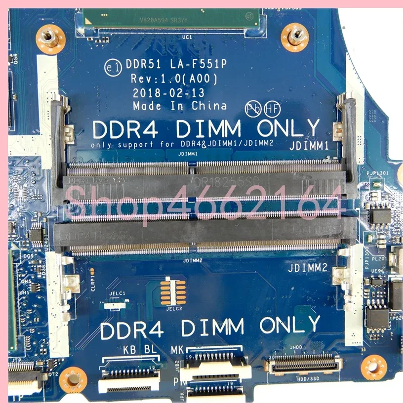 LA-F551P With i5-8300H i7-8750H  CPU GTX1060M GPU Mainboard For Dell Alienware 15 R4 17 R5 Laptop Motherboard 100% Tested OK