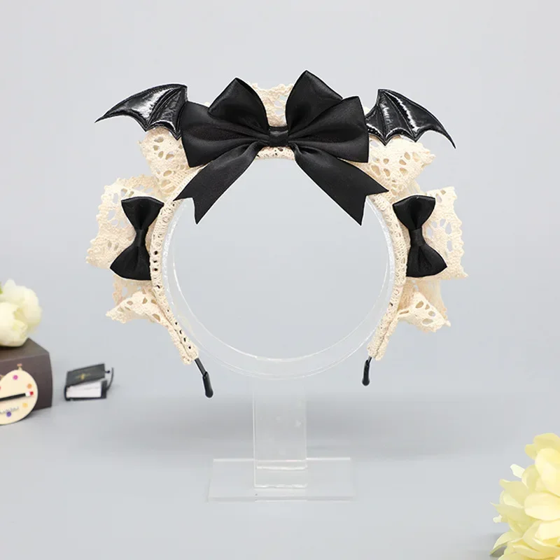 

Gothic Lolita Cosplay Devil Ears Headband Anime Dance Party Costume Wings Bat Bow Headdress Kawaii Accessories Props for Girls