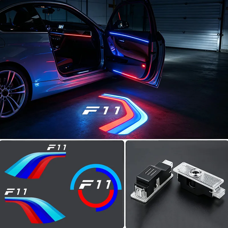 2Pcs For BMW 5 Series F11 2010-2017 520i 525i 528i 530i 535i LED Car Door Welcome Lights Projector Shadow Lamp Accessories