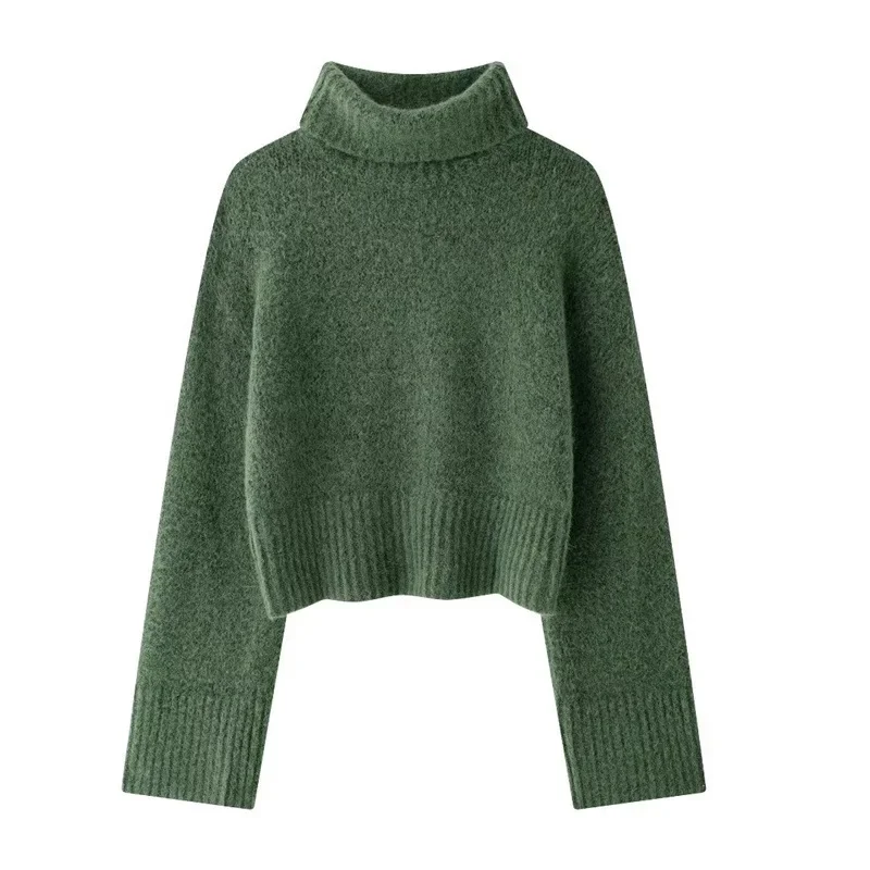 SAW New Fashionable Casual Polo/Turtle Neck Cropped Knitted Top Soft Quality Independent Station Sales Quickly Selling