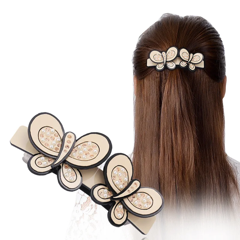 

Magical Fine Butterfly Hair Ornament Jewelry Clip Barrette Accessory for Women Girls Pearl Ponytail Holders for Rhinestone Tiara