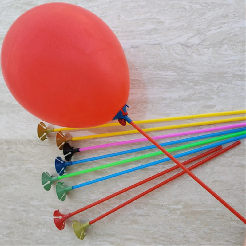 10PCS 40CM Mix Colorful Latex Balloon Bracket Rods Funnel Base Bracket + Hand-held Plastic Stick Set Ballons Stand Accessories