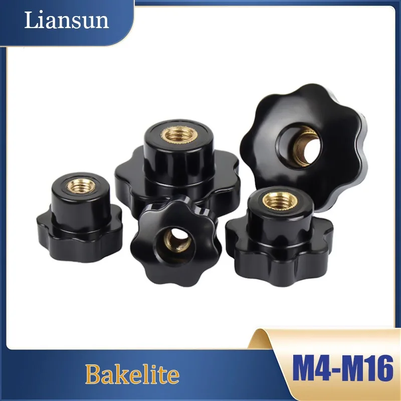 2-10pcs Plum Bakelite Hand Tighten Nuts Handle M4/5/6/8/10-M16 Thumb Clamping Knob Handle Plum Thread Hand Mechanical Star Nuts