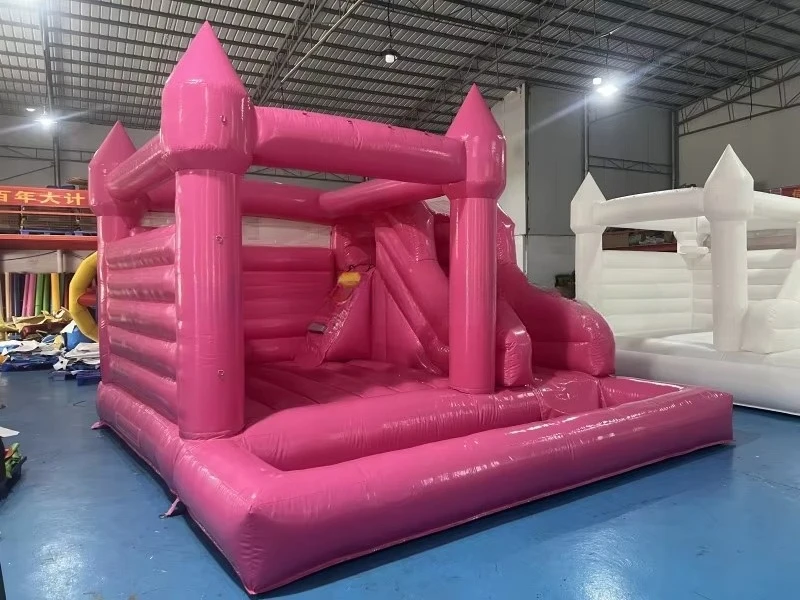 Large Pink Themed PVC Inflatable Jump Castle Wedding Features Durable, Outdoor Use