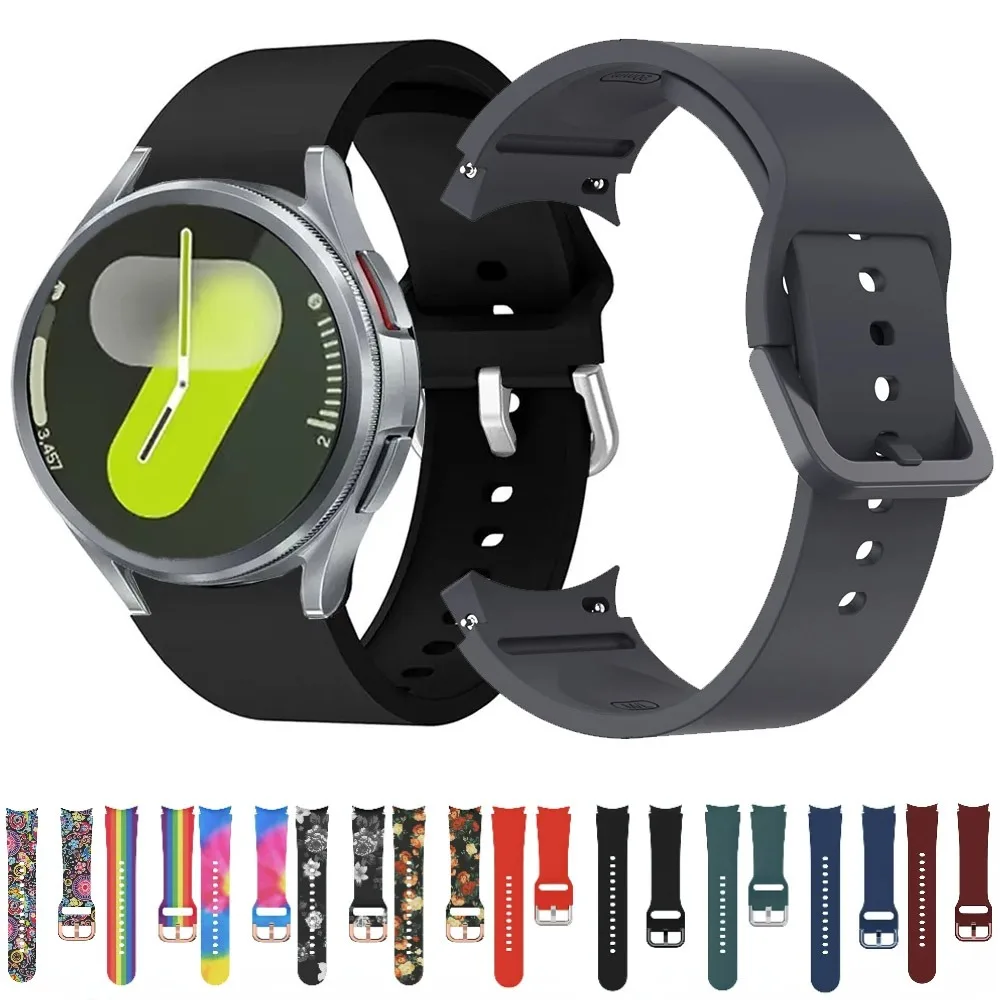 Silicone Strap for Samsung Galaxy Watch 7 6 5 4 44mm 40mm/5 Pro 45mm Wristband for Galaxy Watch 6-4 Classic 47mm 43mm 46mm 42mm