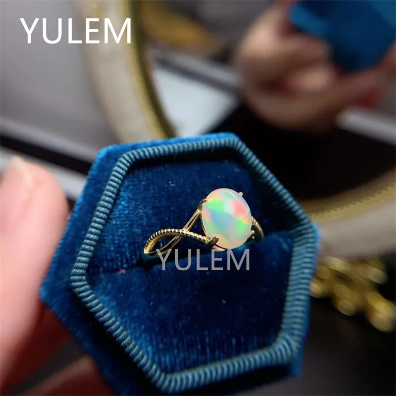 VVS Grade Natural Opal Ring for Woman 7 Mm*9 Mm High Quality Opal Silver Ring 925 Silver Opal Ring for Engagement