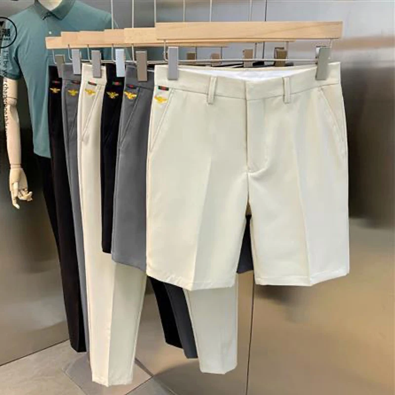 

Fashionable Slim Fit British Style Nine-Piece Pants Men's Five-Piece Ice Silk Shorts Summer Versatile Business Casual Shorts