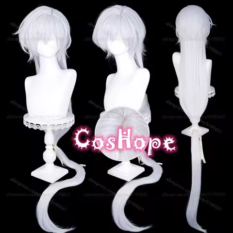 Yukito Cosplay Wig 100cm Long Yue Silver White Wig Cosplay Anime Cosplay Wigs Heat Resistant Synthetic Wigs for Costume