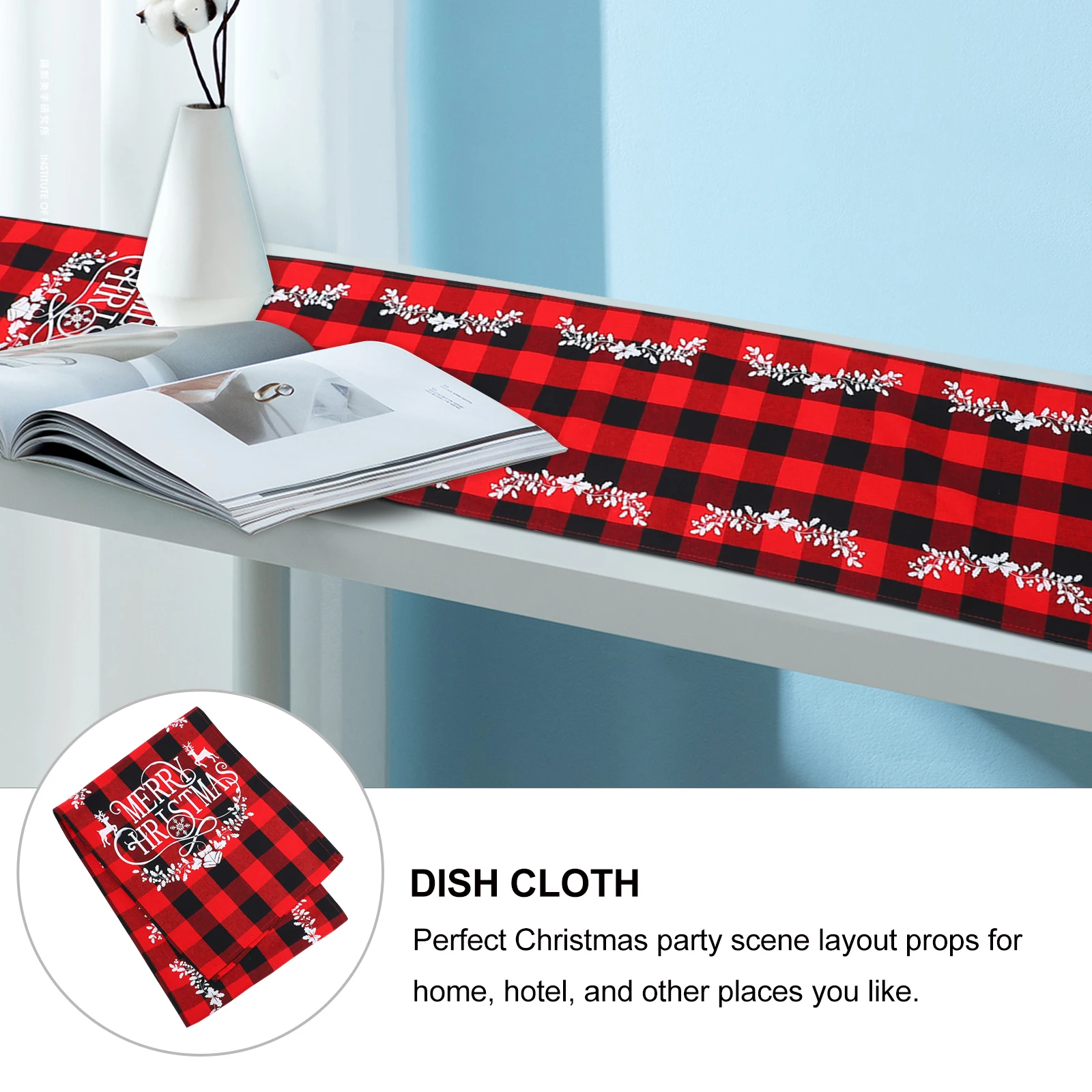 

1Pcs Xmas Tablecloth Plaid Table Cover with Anti-Scald Function for Christmas Dinner Feast Festival Decoration Christmas Table