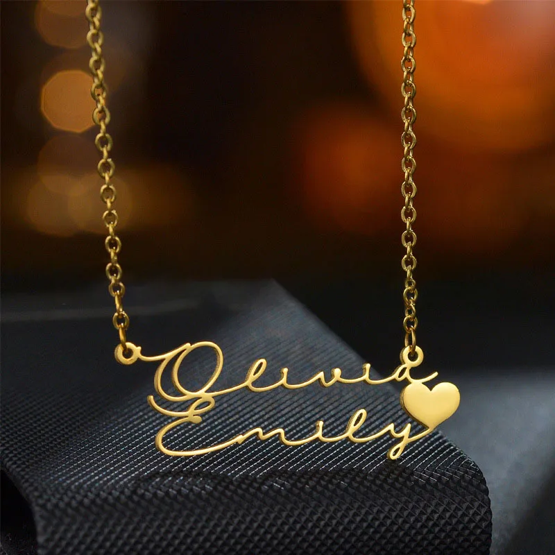 

Customized Stainless Steel Hollow English Letter Double-layer Pendant Necklace Women's DIY Name Custom Collarbone Chain Jewelry