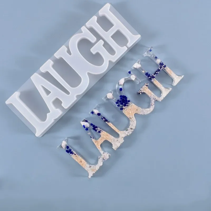 LAUGH Sign Letter Transparent Silicone Mold For DIY Jewelry Making Alphabet UV Epoxy Resin Casting Mould Tray Home Decor Crafts