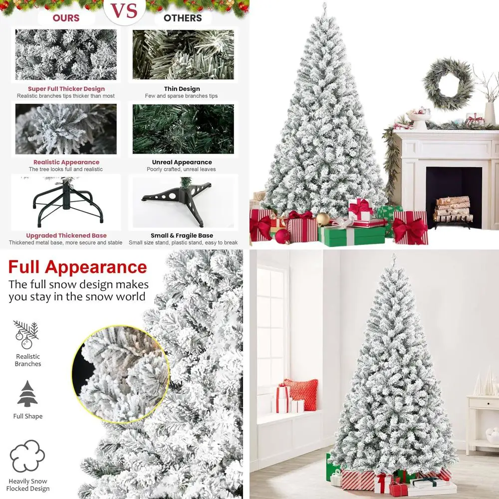 

Белая рождественская елка из ПВХ премиум-класса, 5 футов, необработанная снежная флокированная, прочная подставка, идеально подходит для дома, офиса, магазинов