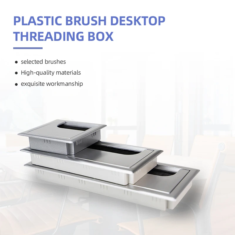 Desktop Abs Plastic Brush Wire Box Office Organizer Pc Computer Desktop Table Cable Cover  Organization Outlet Cover Plug Holder