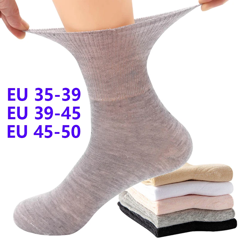 5 Pairs/pack Plus Size Prevent Varicose Veins Socks Women Diabetics Patients Cotton Loose Mouth Sock Men Women Comfortable Meias