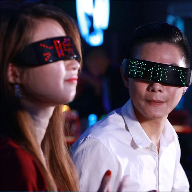 A04G-Shining LED Light Up Rgb Luminous Glasses Bluetooth App Programmable Display Screen For Halloween For Party