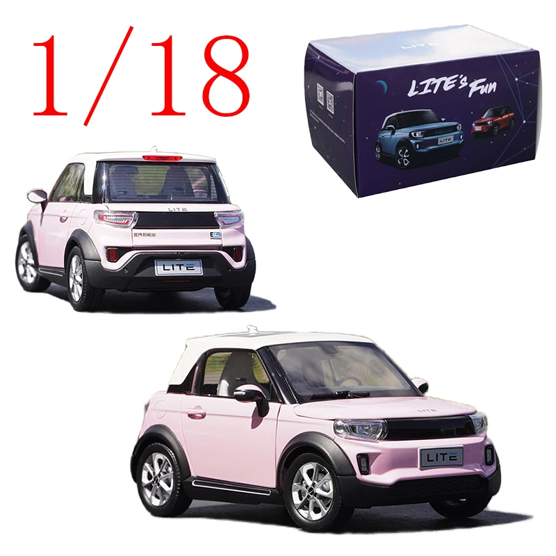 

Литая под давлением модель автомобиля из сплава BAIC в масштабе 1/18, BAIC BJEV LITE Afcfox, розовый игровой транспорт, игрушки для мальчиков, подарок, оригинальная коробка