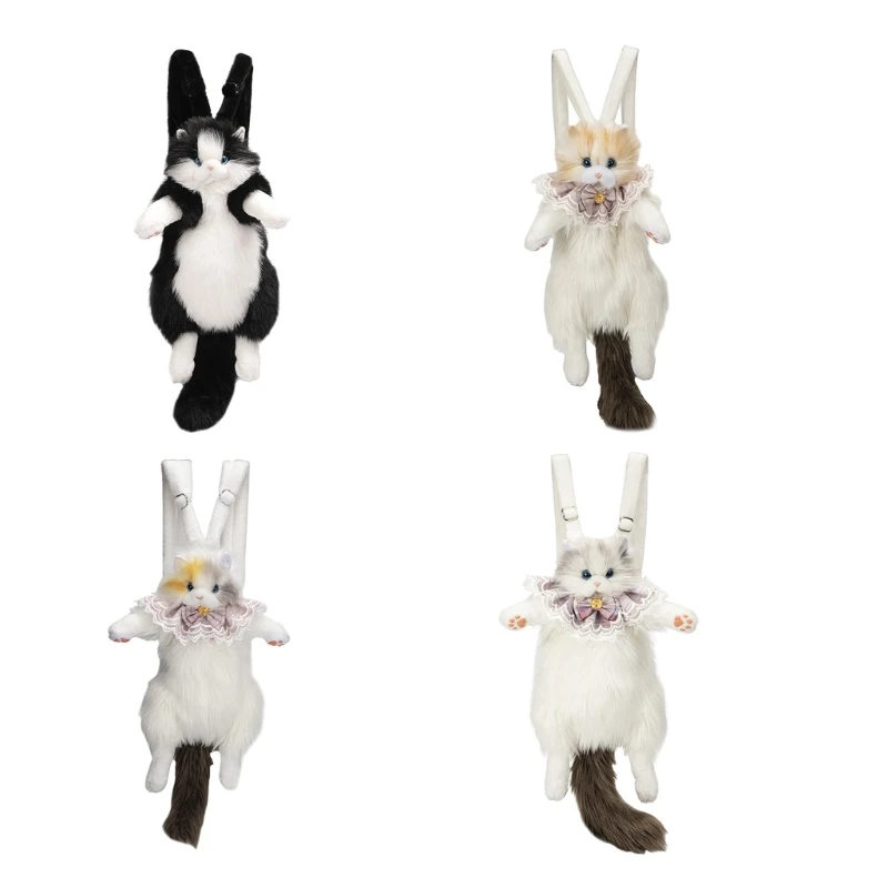

Stuffed Animals Cats Backpack Handmade Adjustable Shoulder Strap Soft Plush for Kids Adults Daily Use 15UB