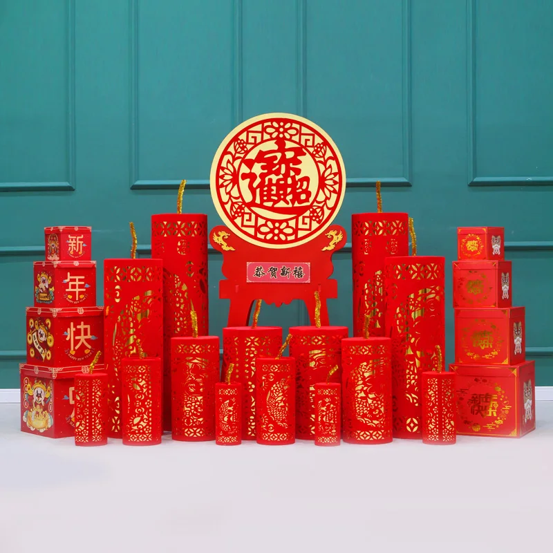 يوم رأس السنة ورأس السنة الجديدة ترتيب المشهد على نطاق واسع، المفرقعات النارية المحاكاة، رؤوس التراص، التسوق