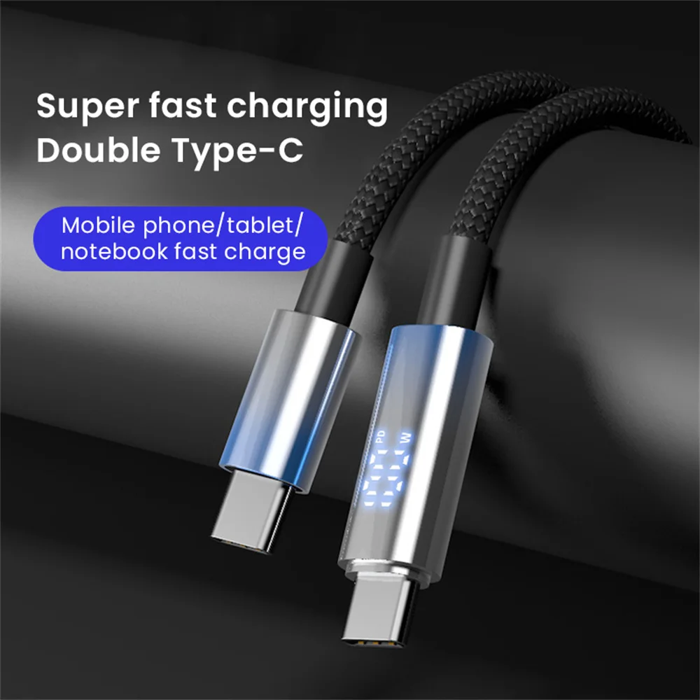 PD 100W Cyfrowy wyświetlacz Szybkie ładowanie Kabel typu C do typu C 6A 66W Kabel USB do typu C do Samsung Huawei Xiaomi Macbook iPad