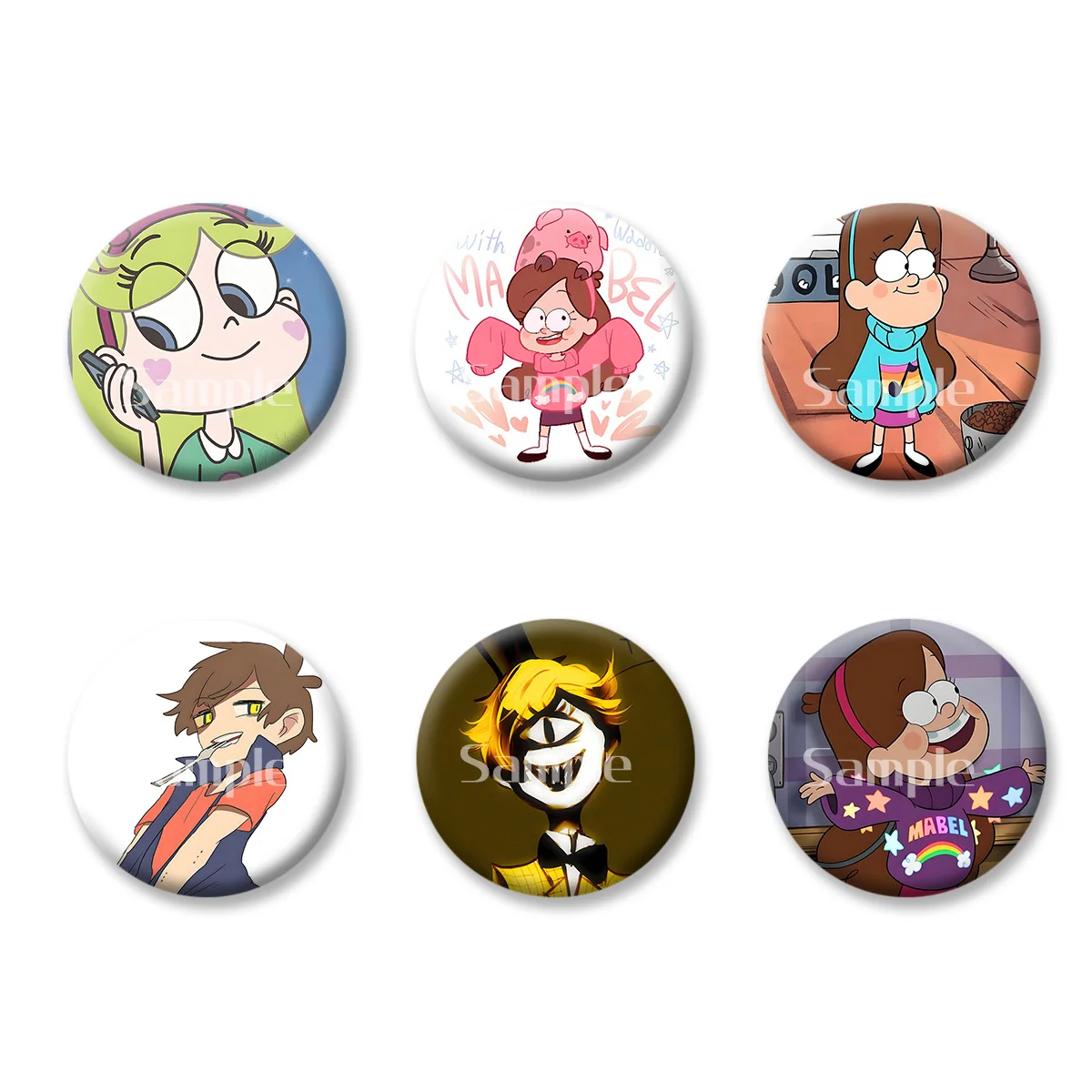 

Gravity Falls Mabel Dipper Anime Cartoon Flash Badge Keychains Makeup Mirror Fridge Magnet ACG Goods Game Peripherals Toy Gift