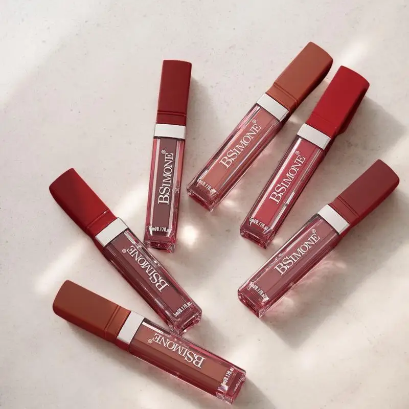 【WHB】BSIMONE 매트 립글로스 리퀴드 립스틱- 롱래스팅 방수, 성인용, 레드톤, 발색 용이