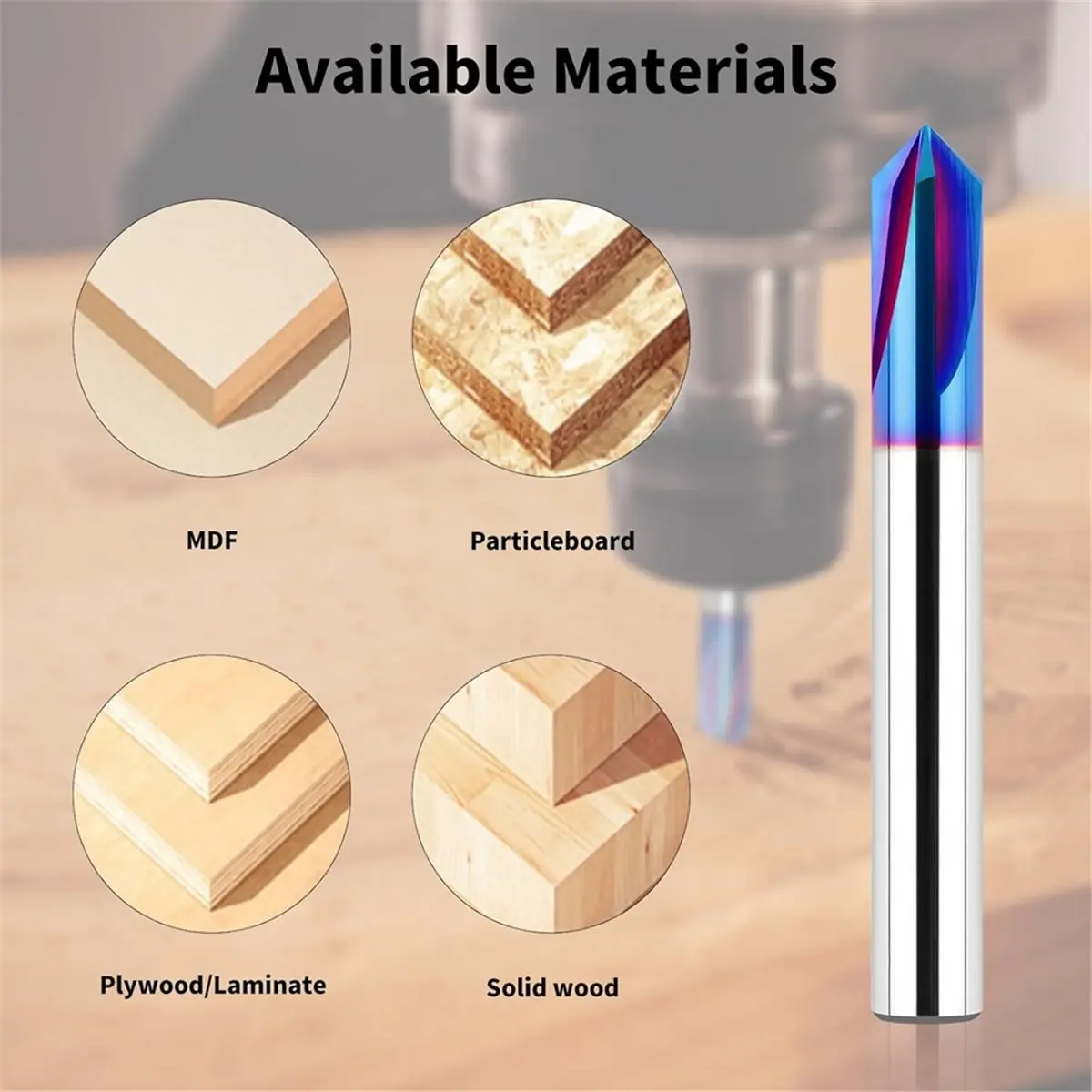 DT35BG 5PCS CNC Wood Carving Router Bits Set, 1/4'' Shank, 15° Detail Carving Liner+ 20° Profile Bit+30°+60°+ 90° V