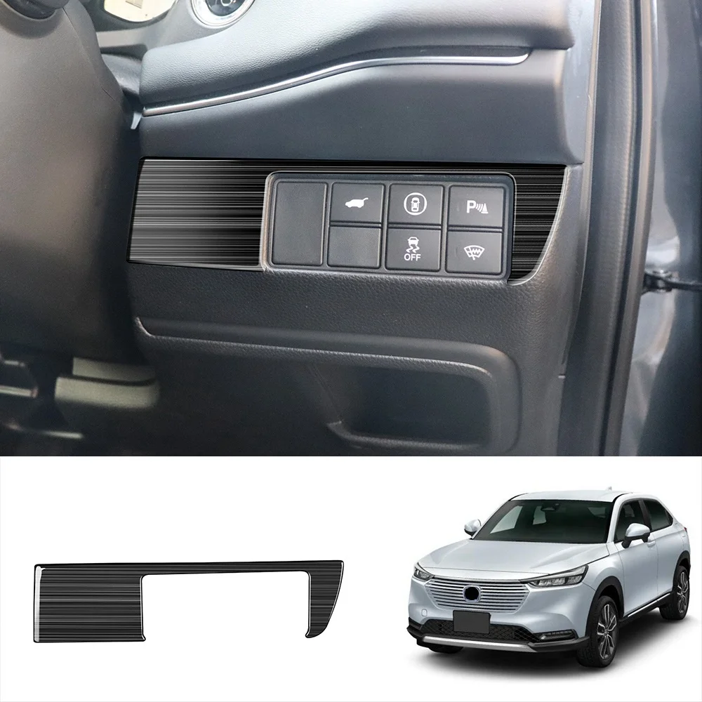 

Car Black Titanium Brushed Multi-Function Button Decorative Frame Cover Trim For Honda Vezel HR-V HRV 2021 2022