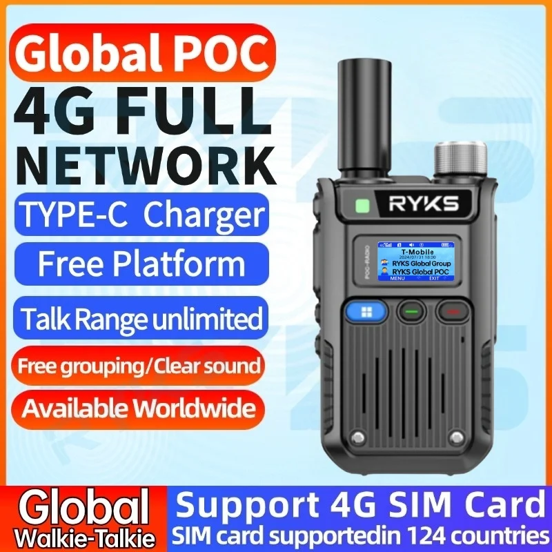 

Радиостанция RY-6300 poc для global ptt walkie 2025 4g рация 5000 км с SIM-картой