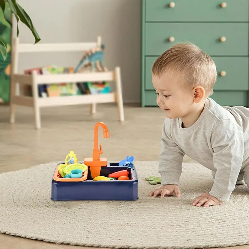 Évier électrique de cuisine avec jouet d'eau courante, avec robinet, jeu de rôle éducatif d'été, jouets lave-vaisselle pour filles